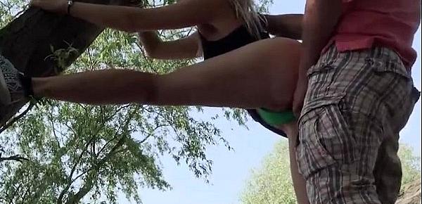  Real amateur Eurobabe gets fucked in the woods for money